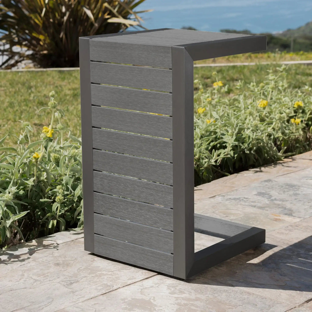 Aluminum Outdoor C - Shaped Side Table For Patio - Best Buy Furniture