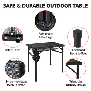 2FT Camping Table with Mesh Desktop, Lightweight & Portable