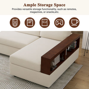 Sectional Sofa Upholstered Sofa Couch With Reversible Armrests For Living Room