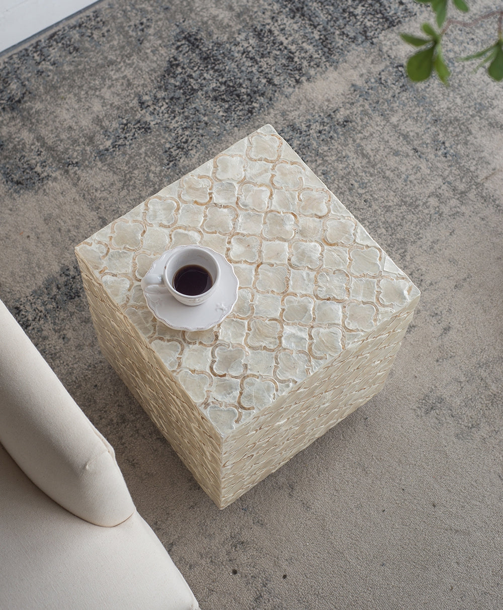 14x14x18" Square Capiz Stool