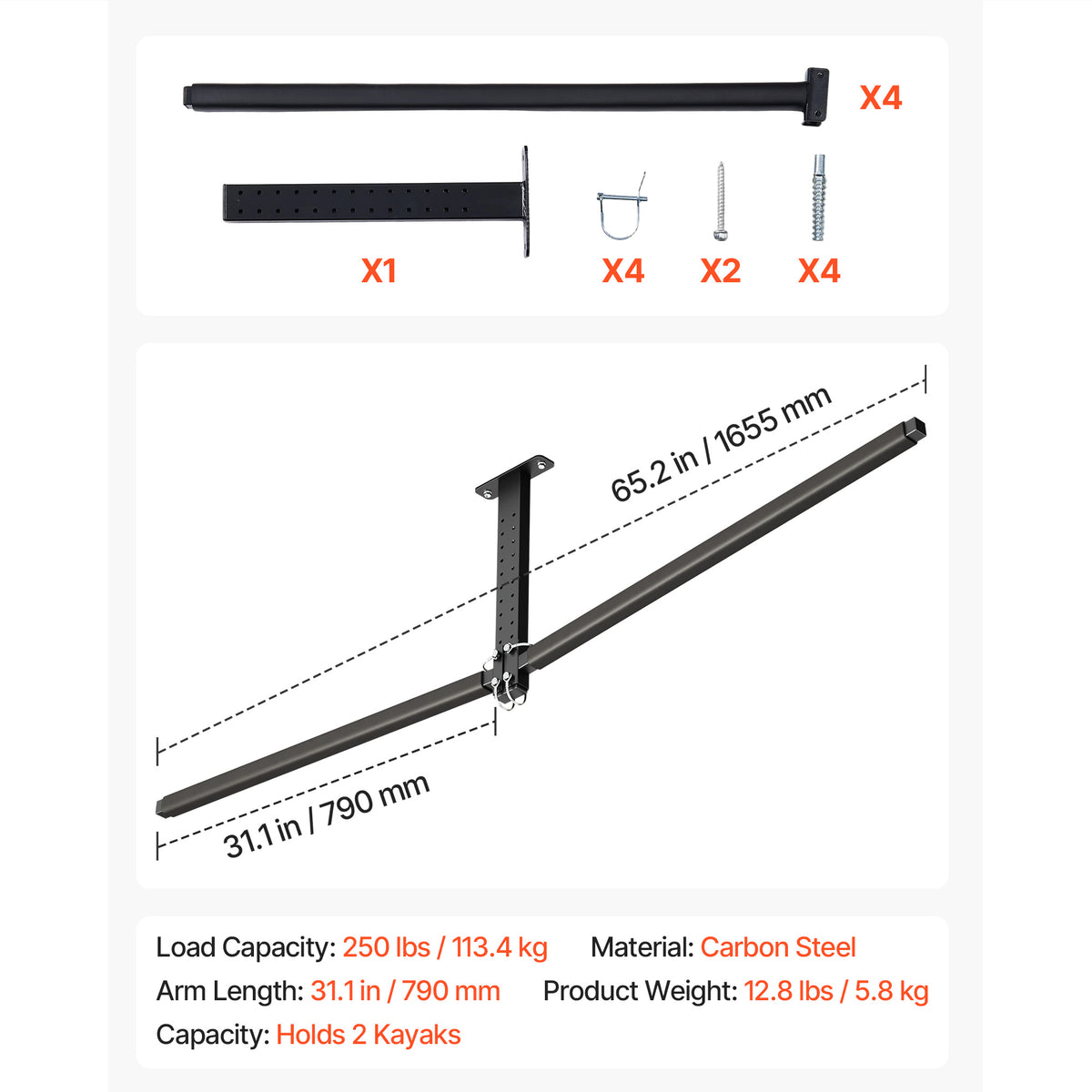 Kayak Storage Rack for 2 Kayaks