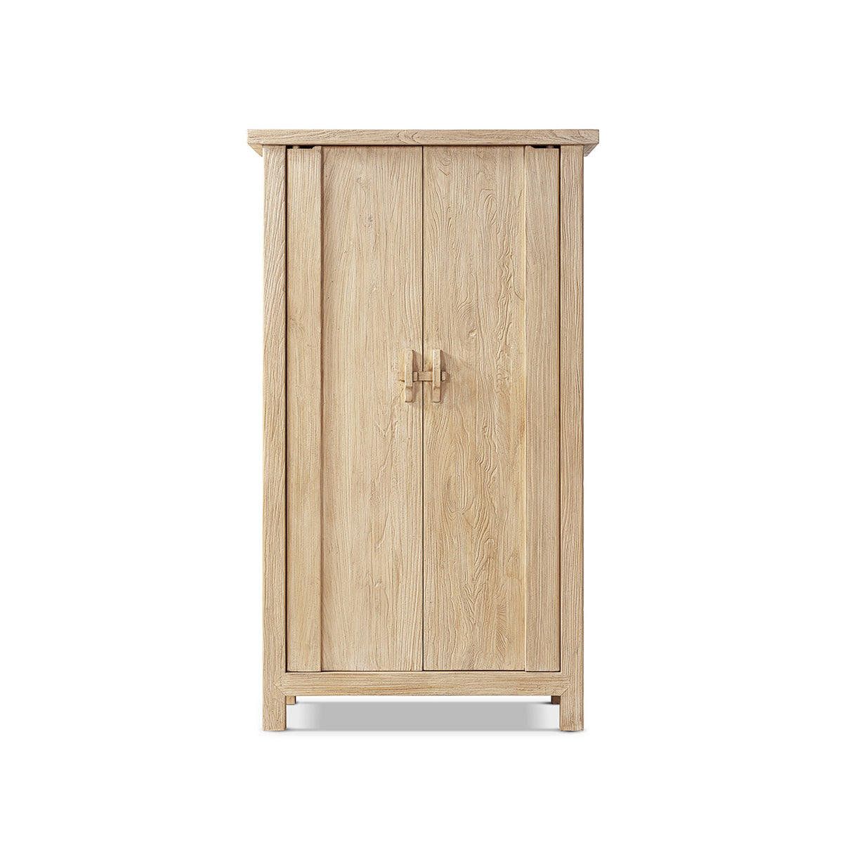 Fable 80.5-Inch Tall Reclaimed Elm Wood 2-Door Storage Cabinet, Light Natural Brown