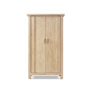 Fable 80.5-Inch Tall Reclaimed Elm Wood 2-Door Storage Cabinet, Light Natural Brown