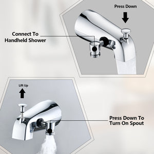 Lift-Up Diverter Bathtub Faucet with 6 Settings Handheld Shower