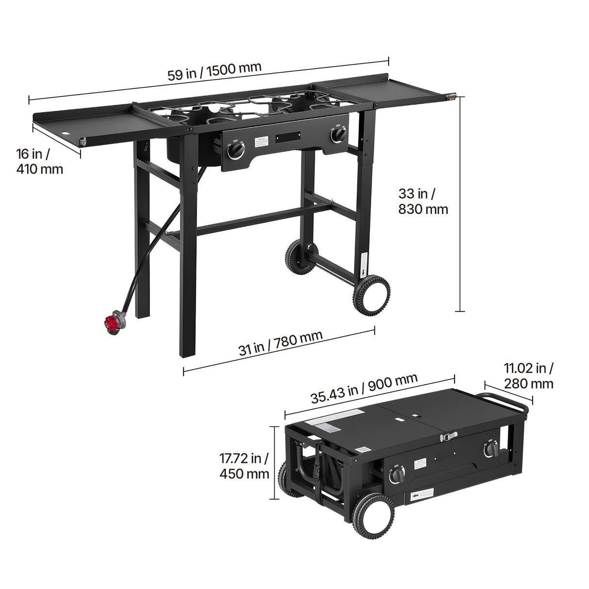 2 Burner Outdoor Propane Gas Stove