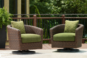 Horizon Hall - Swivel Lounge With Cushion - Brown / Green - Best Buy Furniture