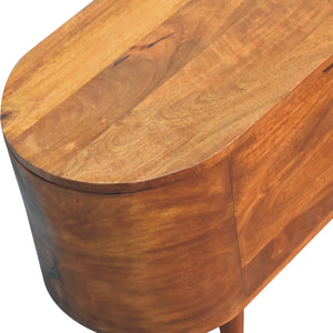 Solid Wood Chestnut Rounded Lid-Up Blanket Box