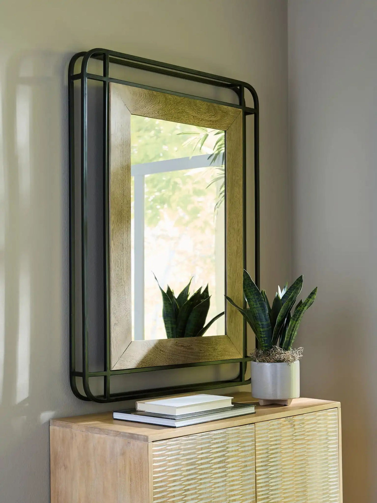 Beelman - Accent Mirror - Black / Brown - Best Buy Furniture