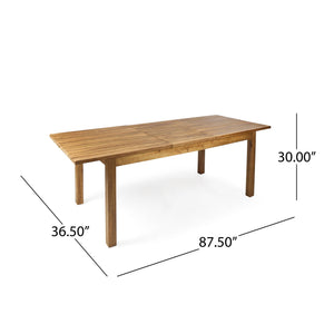 Wilson - Expandable Dining Table With Slat Design - Teak Acacia Wood - Best Buy Furniture