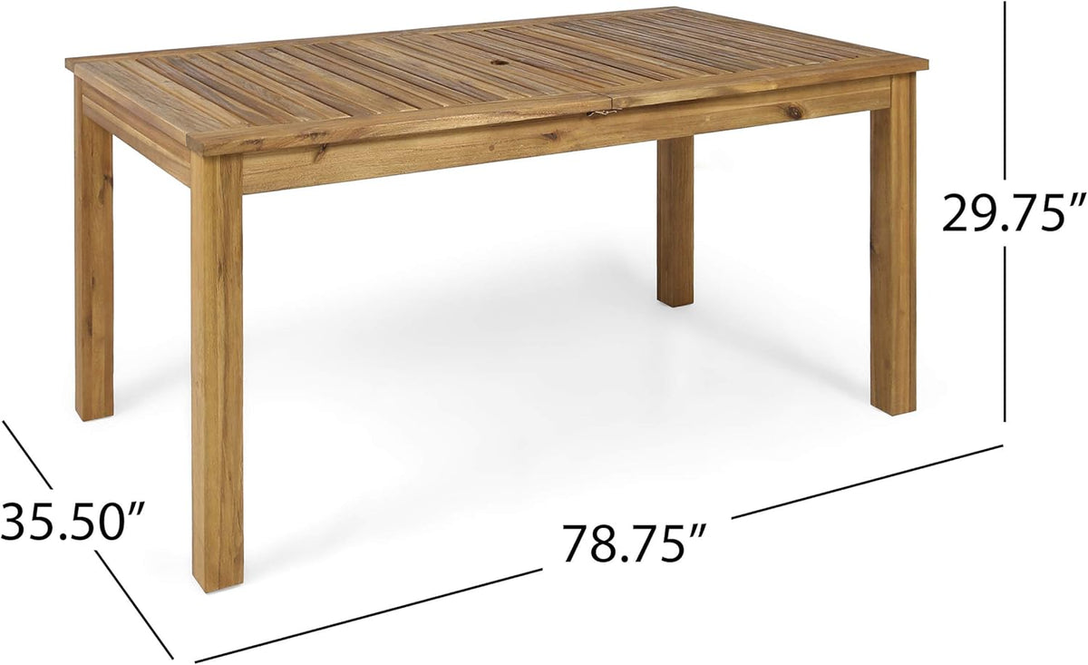 Outdoor 6-Seater Acacia Wood Expandable Dining Set