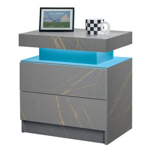 Modern LED Bedside Table with Two Drawers