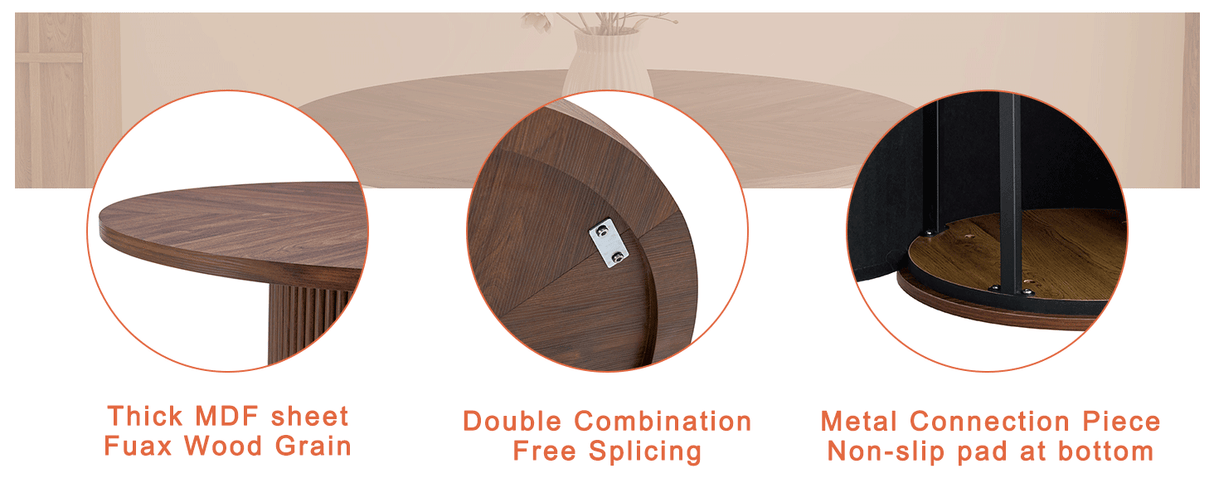 Modern Spliced Circular Dining Table With 42 Inch Diameter