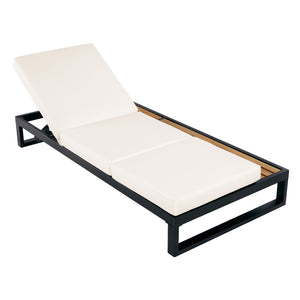 Black Iron & Teak Finish Chaise Lounge Set