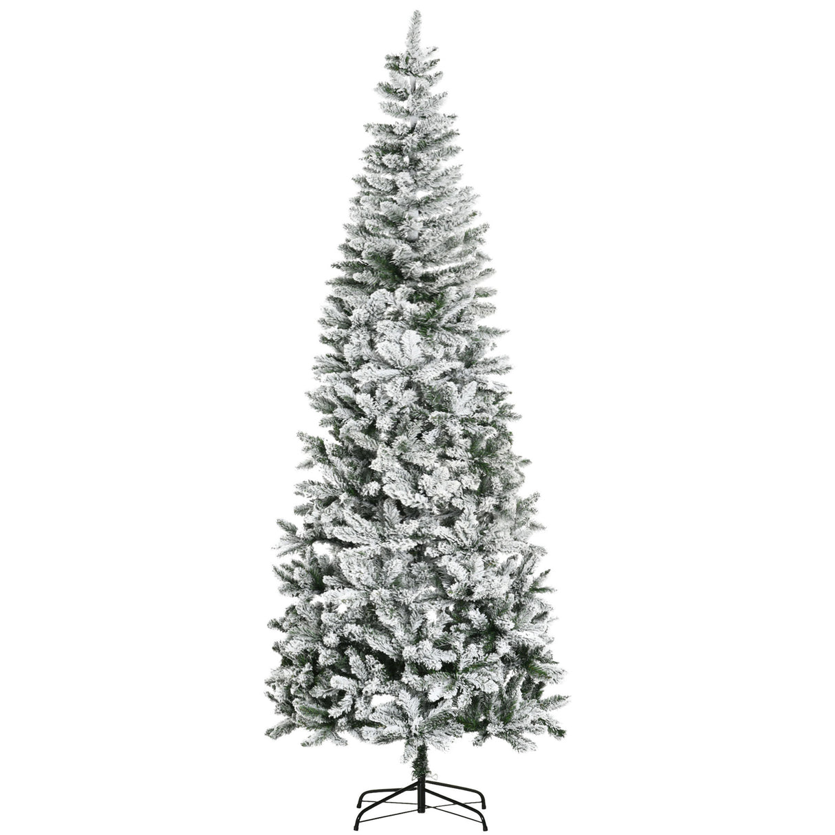 HOMCOM 9ft Unlit Snow-Flocked Slim Pine Artificial Christmas Tree