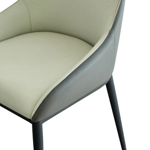 Modern Dining Chair Set Upholstered Seats Steel Metal Legs 2 Tone Contemporary Kitchen Living Room Furniture (Set of 2) - Black / Gray