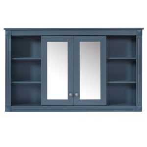 Wall-Mounted Mirror Cabinet With Adjustable Shelf And Open Shelves