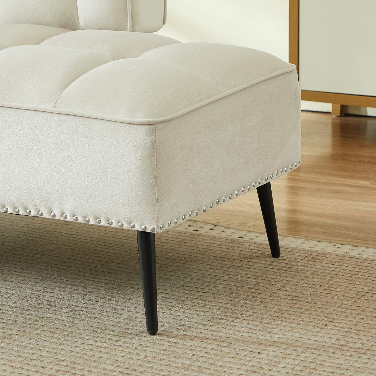 54-Inch Modern Two-Seater Velvet Sofa with Rotating Side Table
