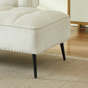 54-Inch Modern Two-Seater Velvet Sofa with Rotating Side Table