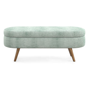 Modern Ottoman Oval Storage Bench With Rubber Wood Legs
