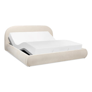 Archie Puffy Grounded Upholstered Platform Bed - Oatmeal Light