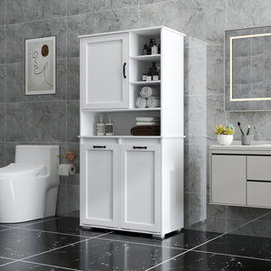 Laundry Cabinet with Doors and Shelf, Tilt-Out Laundry Hamper, Multiple Storage Space