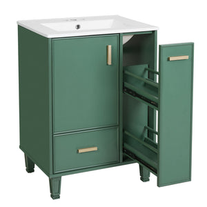Bathroom Vanity With Sink, Deep Drawer, Door Shelf, 2 Tier Basket
