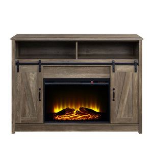 Tobias - Fireplace With Shelf Storage - Oak