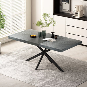 Rectangular Stretch Dining Table With 4 Chairs - Black / Gray