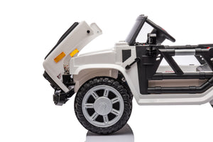 12V7A 30W*2 Four-Wheel Drive Seat One Button Start, Forward And Backward, High And Low Speed, Music, Front Light, Power Display, Two Doors Can Open, 2.4G R / C, Seat Belt Four Wheel Absorber