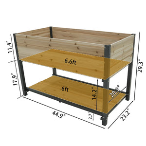 45" Iron-Wood Combined Growing Beds With Feet and Storage Racks