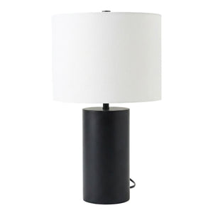 Aura - Table Lamp With On / Off Switch Block Base - Black / White