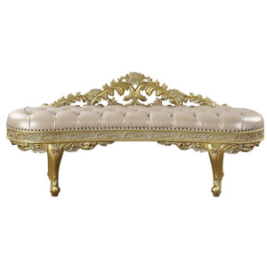 Cabriole - Synthetic Leather Bench - Gold - Best Buy Furniture