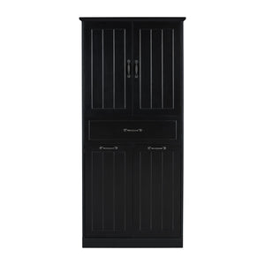 Modern Bathroom Storage Cabinet With Two Laundry Baskets, One Drawer, Adjustable Shelf