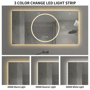 LED Vanity Mirror With Anti Fog & Dimmable Lights, Wall-Mounted - Antique Silver