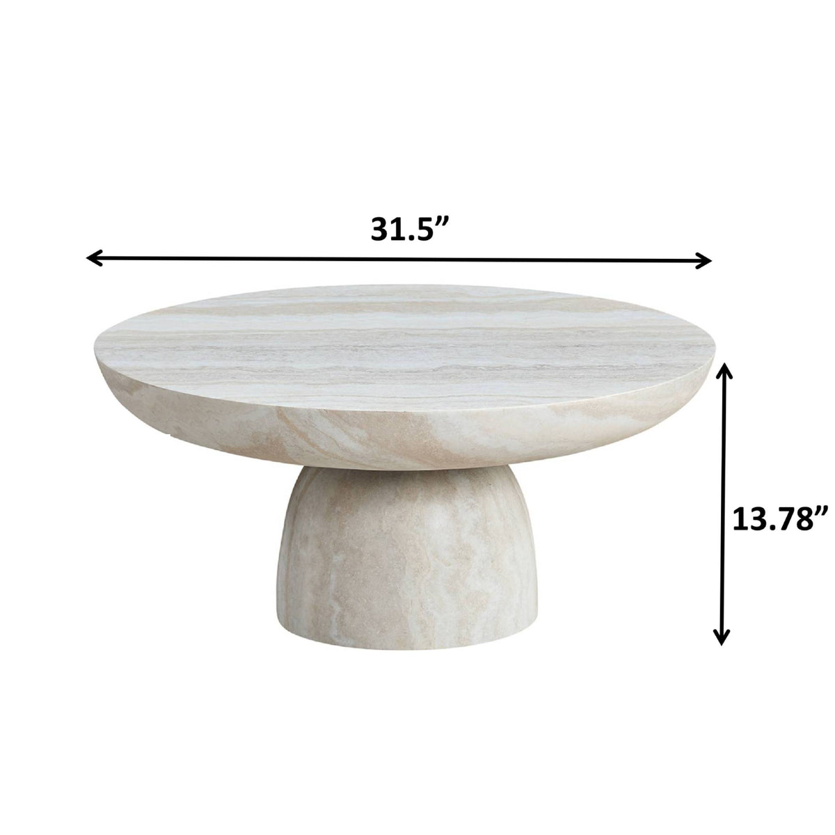 Mushroom Coffee Table, 31.5-Inch Round Fiberglass, Beige