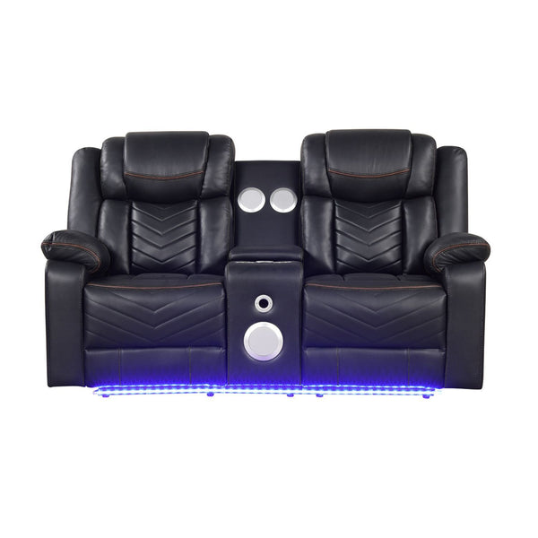 Challenger LED Power Recliner Loveseat With Console