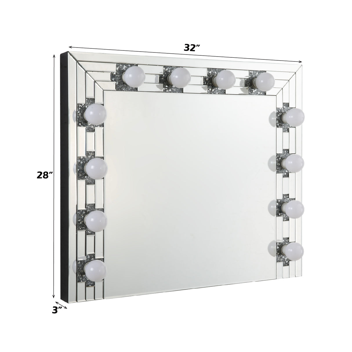 Noralie Mirrored & Faux Diamonds Accent Mirror
