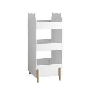 Bear Shaped Bookshelf With Chalkboard Side, 3 Tier Storage Organizer For Playroom - White