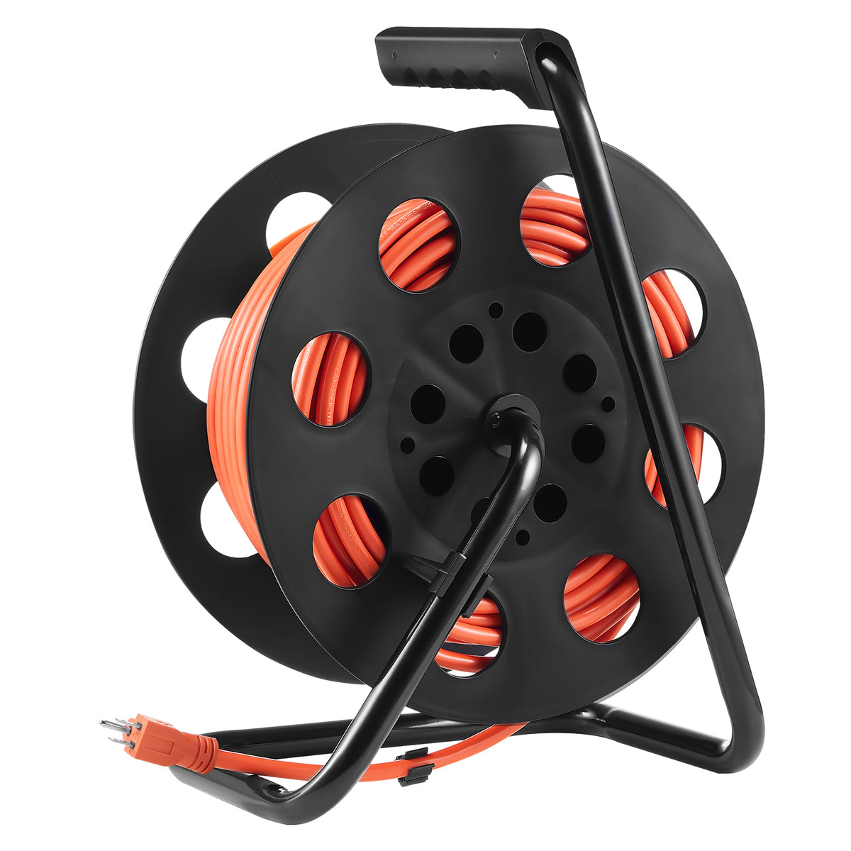 100FT Extension Cord Reel with 4 Outlets and Dust Cover