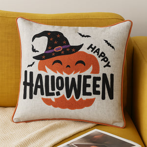 Happy Halloween Pumpkin Witch Throw Pillow Set of 2