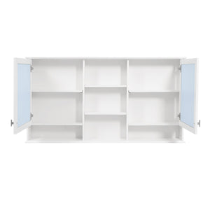 Wall Mount Mirror Cabinet With Adjustable Shelves - White