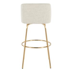 Toriano - Contemporary Fixed Height Barstool With Swivel And Round Footrest (Set of 2)
