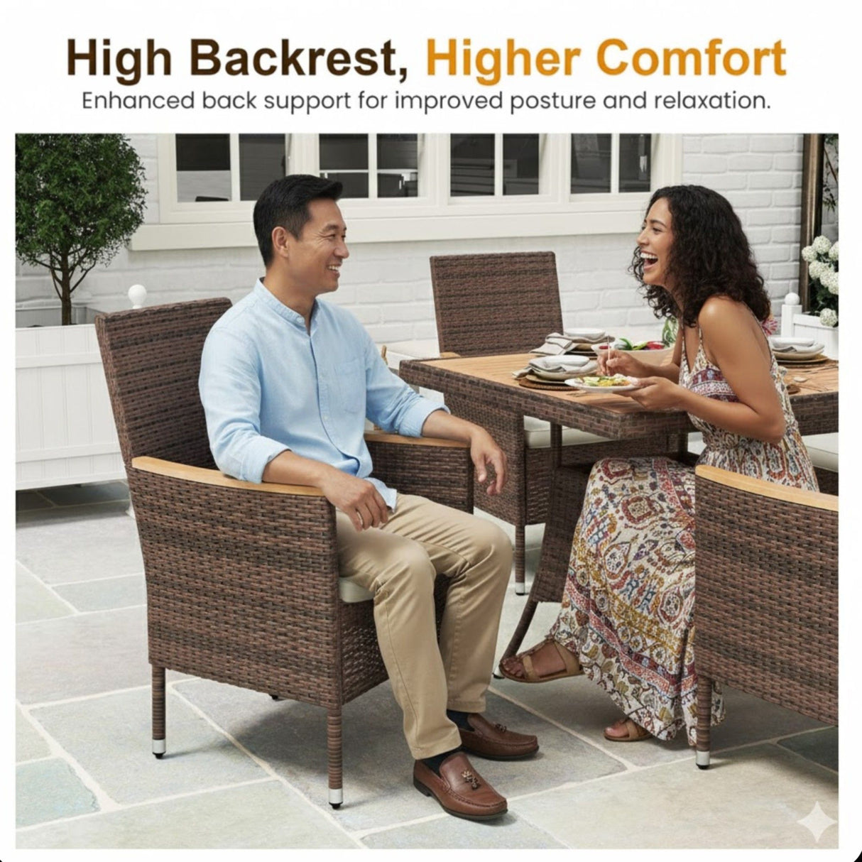All-Weather Square Rattan Patio Dining Table