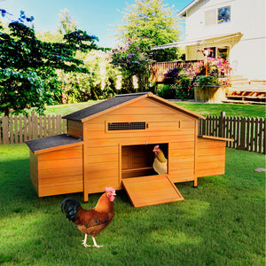 Large Wooden Chicken Coop with Nesting Box and Ventilated Hen House