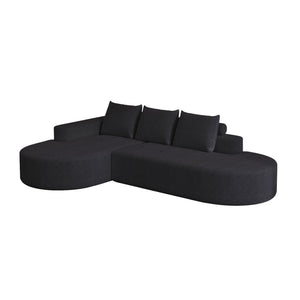 Modern Curved Sofa, L-Shaped Modular Sectional Set With 3 Pillows