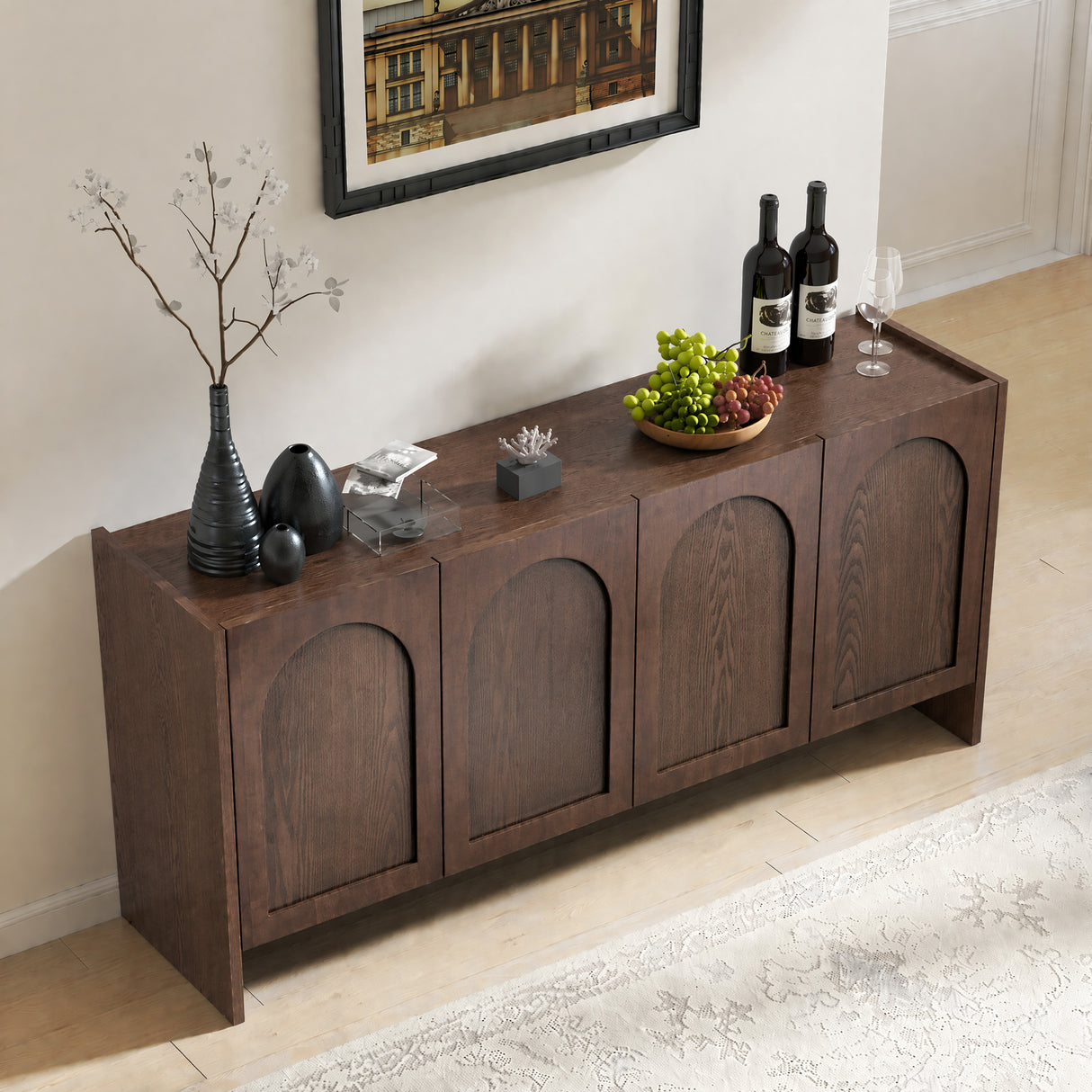 Mid-Century Modern 4-Door Credenza Sideboard