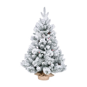 3FT Flocked Christmas Tree with PE/PVC & Pine Needle Branches
