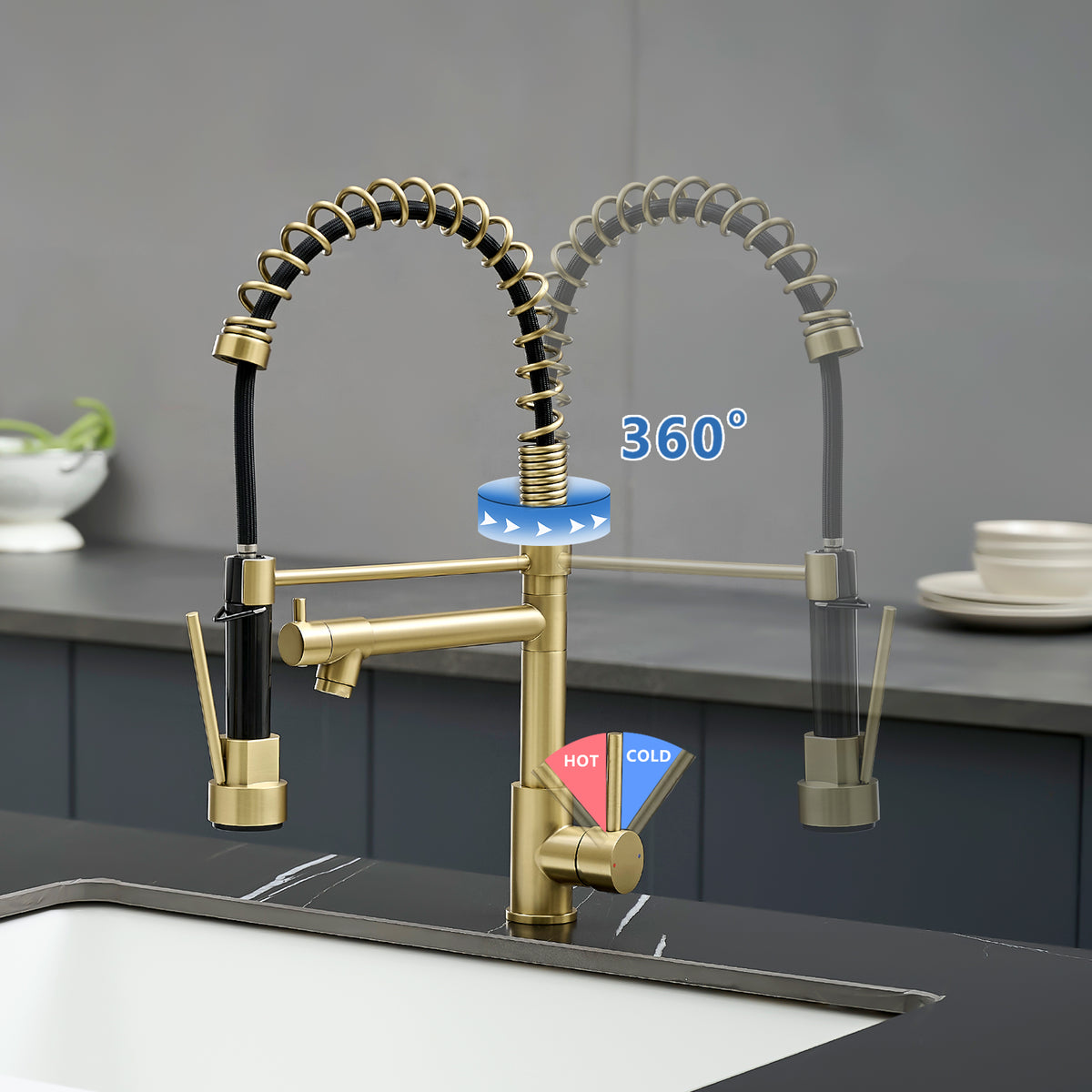 Stainless Steel Kitchen Faucet with Pull Down Sprayer