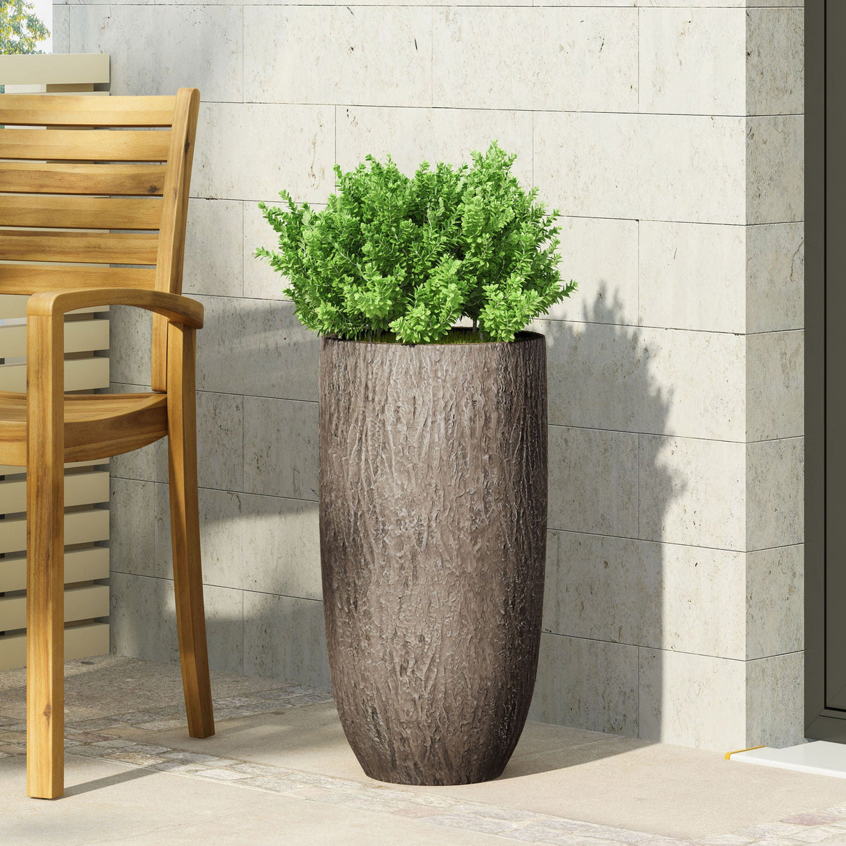 Magnesium Oxide Planter For Outdoor Use - Natural Wood - Best Buy Furniture