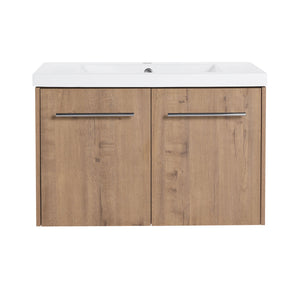 Modern Floating Bathroom Vanity With Resin Sink, Soft Close Doors